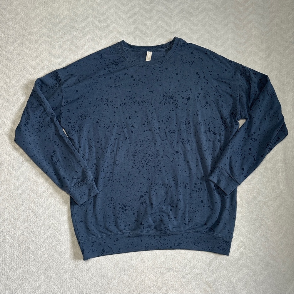Athleta Studio to Street Splatter Print Sweatshirt Blue Size S - Picture 2 of 7
